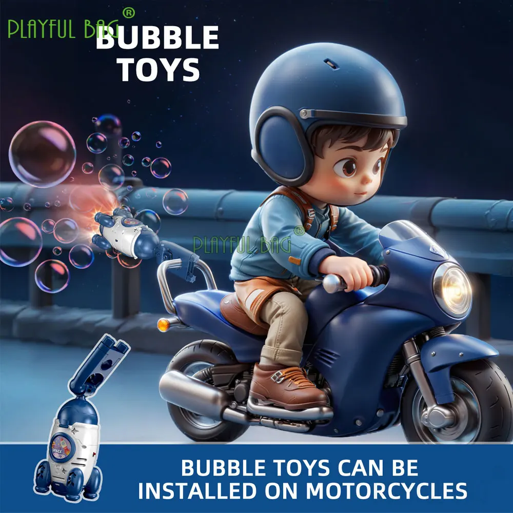 آلة فقاعة الصواريخ منفاخ كهربائي أوتوماتيكي مع أضواء LED منفاخ فقاعات للدراجات النارية والدراجة الذيل جبل لعبة هدية VG245 #5