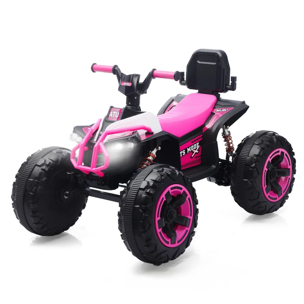 Ride On Toy Electric Car 12V Electric ATV Car for Kids 4 Wheeler Electric Toy Car with Bluetooth,light Leather Seater UTV ATV