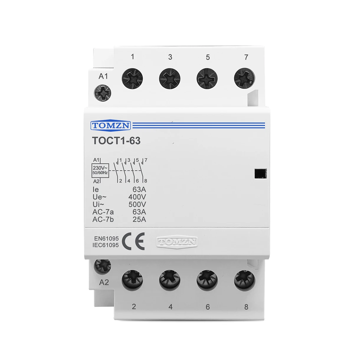 TOCT1 4P 63A 4NO 2NC2NO 4NC 220V coil 400V~ 50/60Hz Din Rail Household AC Modular Contactor