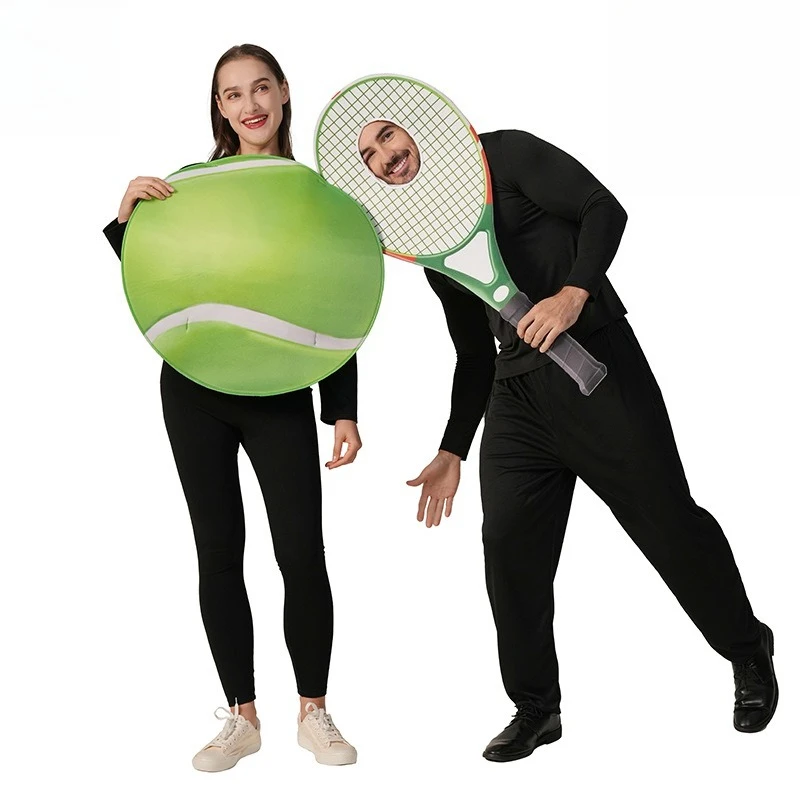Halloween adult couple tennis party costumes, funny role-playing costumes