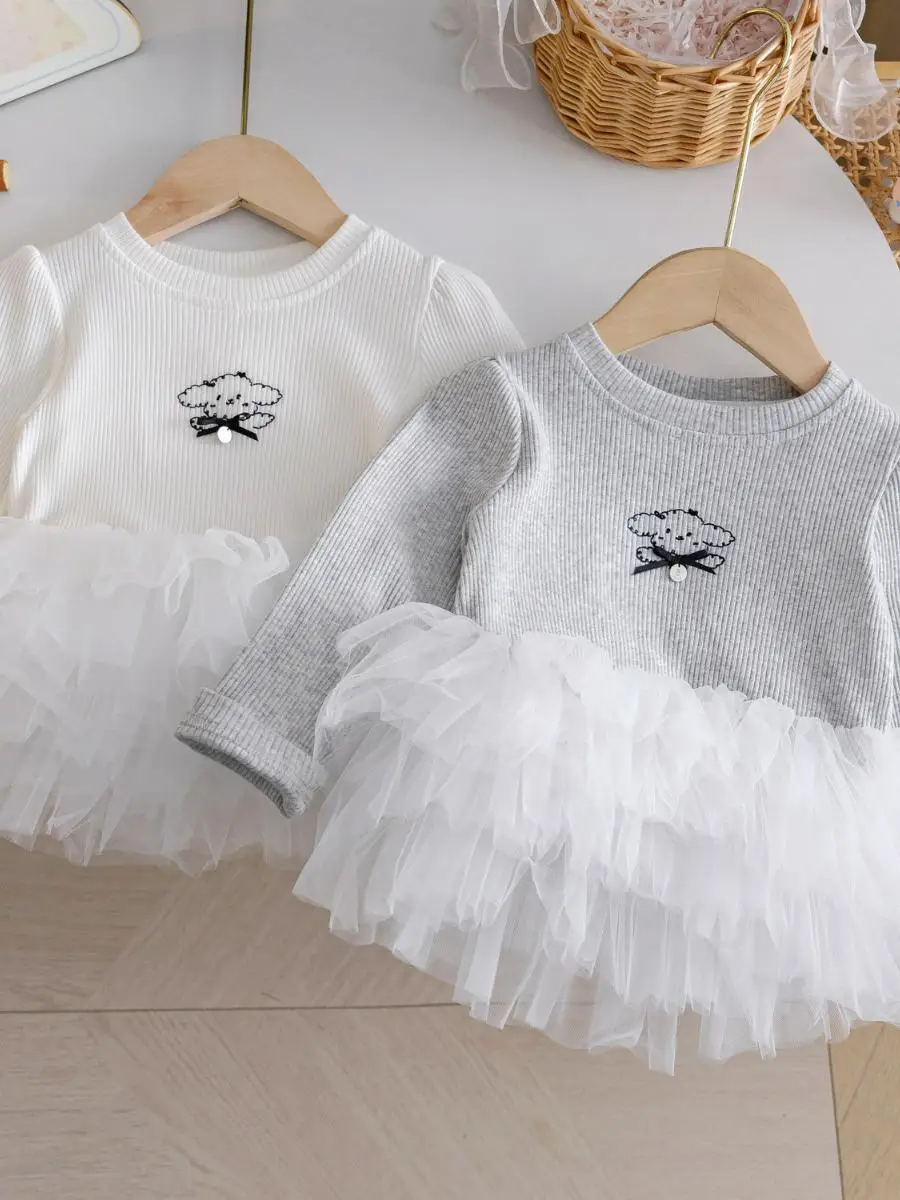 

Детский модный осенний топ с длинным рукавом, кружевной отделкой и воротником-стойкой, универсальный повседневный топ для девочек