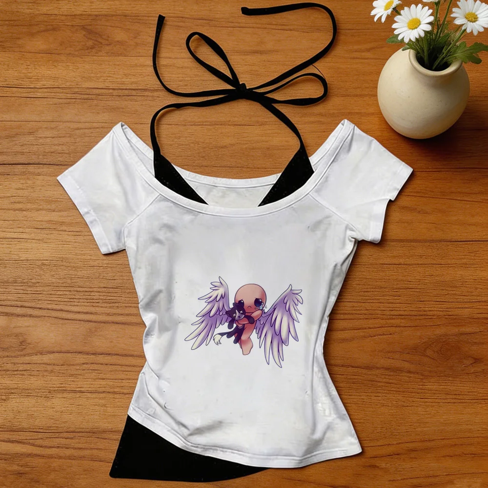 the Binding of Isaac crop top ladies alternative  goth emo dollette graphic t shirt emo jojifuku japan summer party