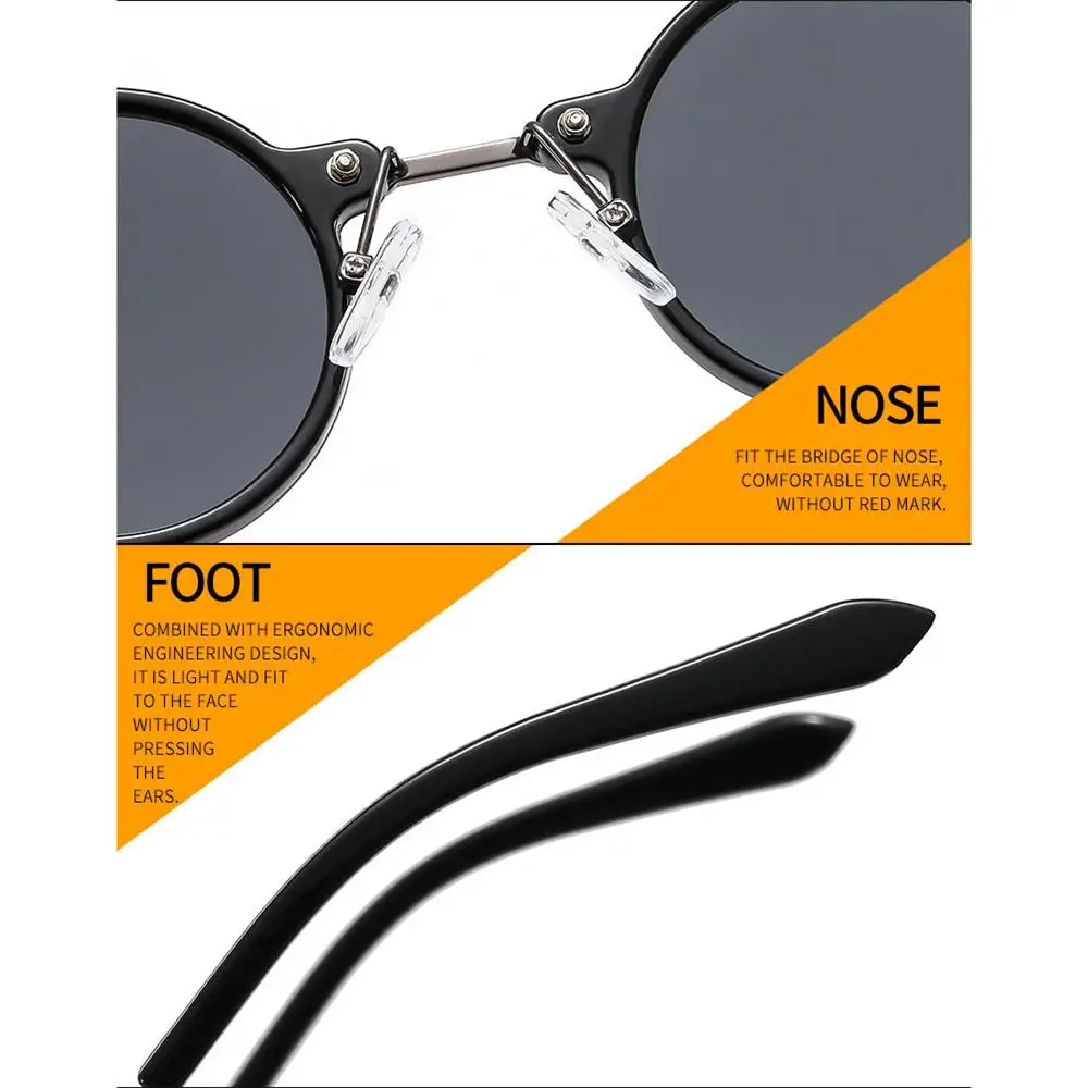 Retro Gradient Clear Lens Glasses Punk Sun Glasses Driving Shades Eyewear Small Round Sunglasses