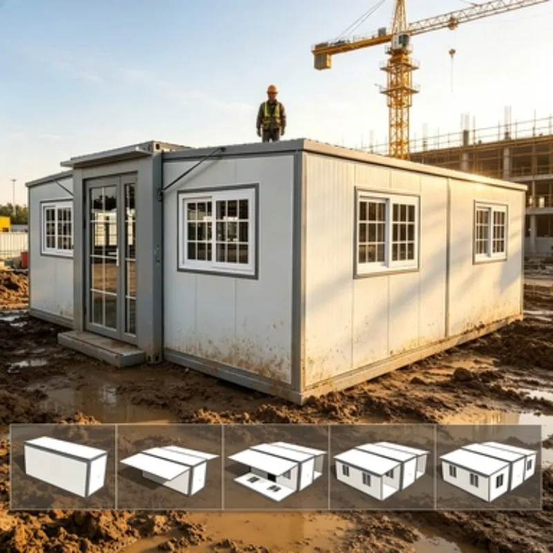 Double Wing Folding and Expandable Container Room, Three Bedrooms One Living Room One Bathroom Outdoor Activity Room