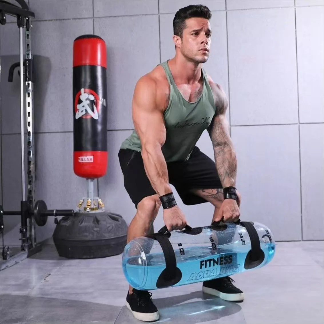 Verstelbare duurzame PVC gewichthefzak Fitnessapparatuur Halter Watergevulde Power Bag