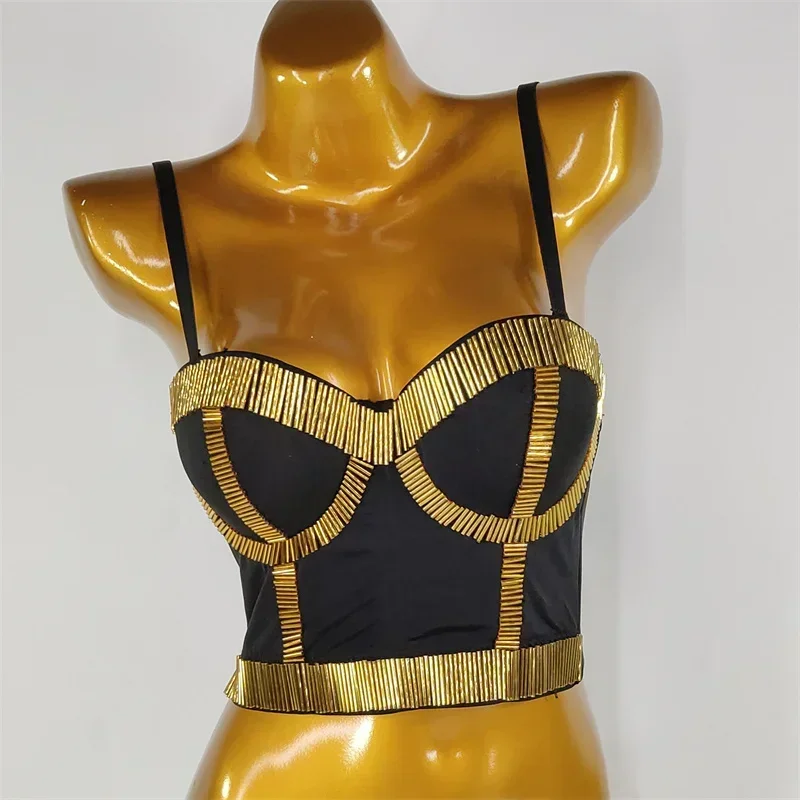 Summer Women Crop Top Streetwear Beading Diamond Push Up Bra Casual Tank Tops Woman Clothes Bustier Camis Fashion Ladies Corset