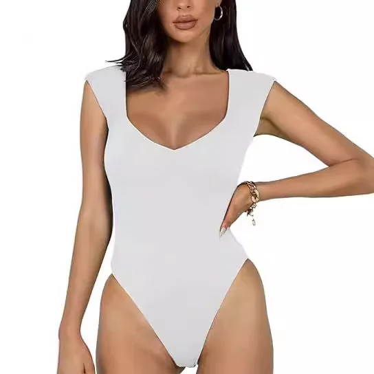 

Sexy Pure Color Milk Silk One-Piece Suit 2024 Women's Single Piece High-Waisted ort-Legged Thin Fabric High-Quali Material