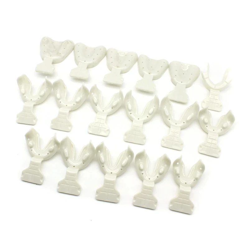 17 Pcs Dental Impressions Dental Brackets Edentulous Jaw Trays Autoclavable  High Temperature Sterilization Dentistry Oral Tool