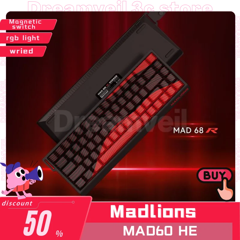 

Madlions Mad60 He Проводная механическая клавиатура с магнитным переключателем Mad68 He Клавиатура на заказ с низкой задержкой Игровые клавиатуры Hot Wap