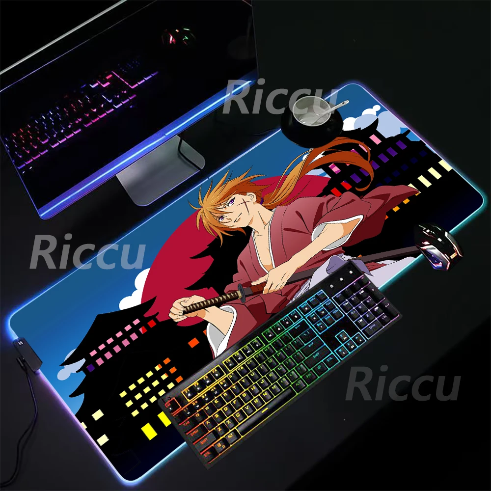 rgb anime mouse pad com impressao de alta definicao rgb mouse pad esteira de tabela muitas pessoas gostam himura kenshin acessorios xxl 01