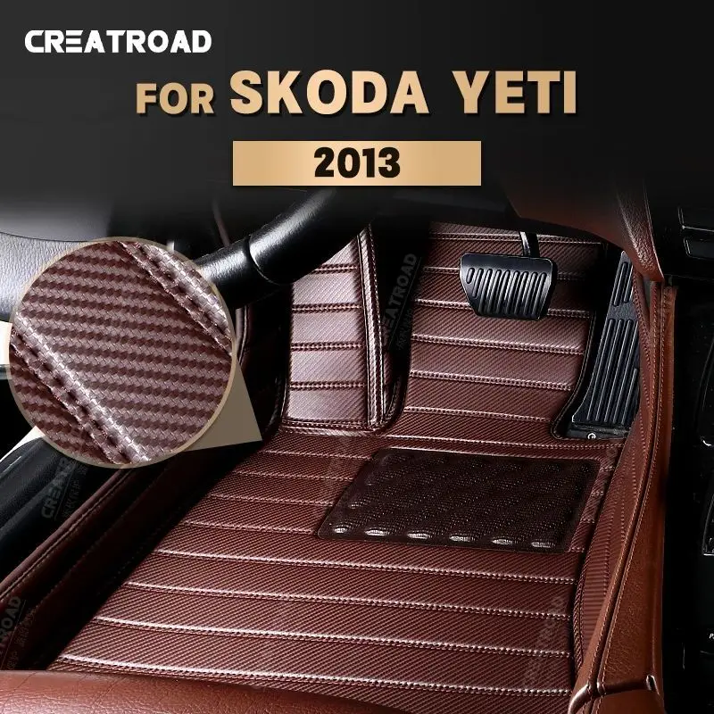 

Custom Carbon Fibre style Floor Mats For Skoda Yeti 2013 Foot Carpet Cover Automobile Interior Accessories