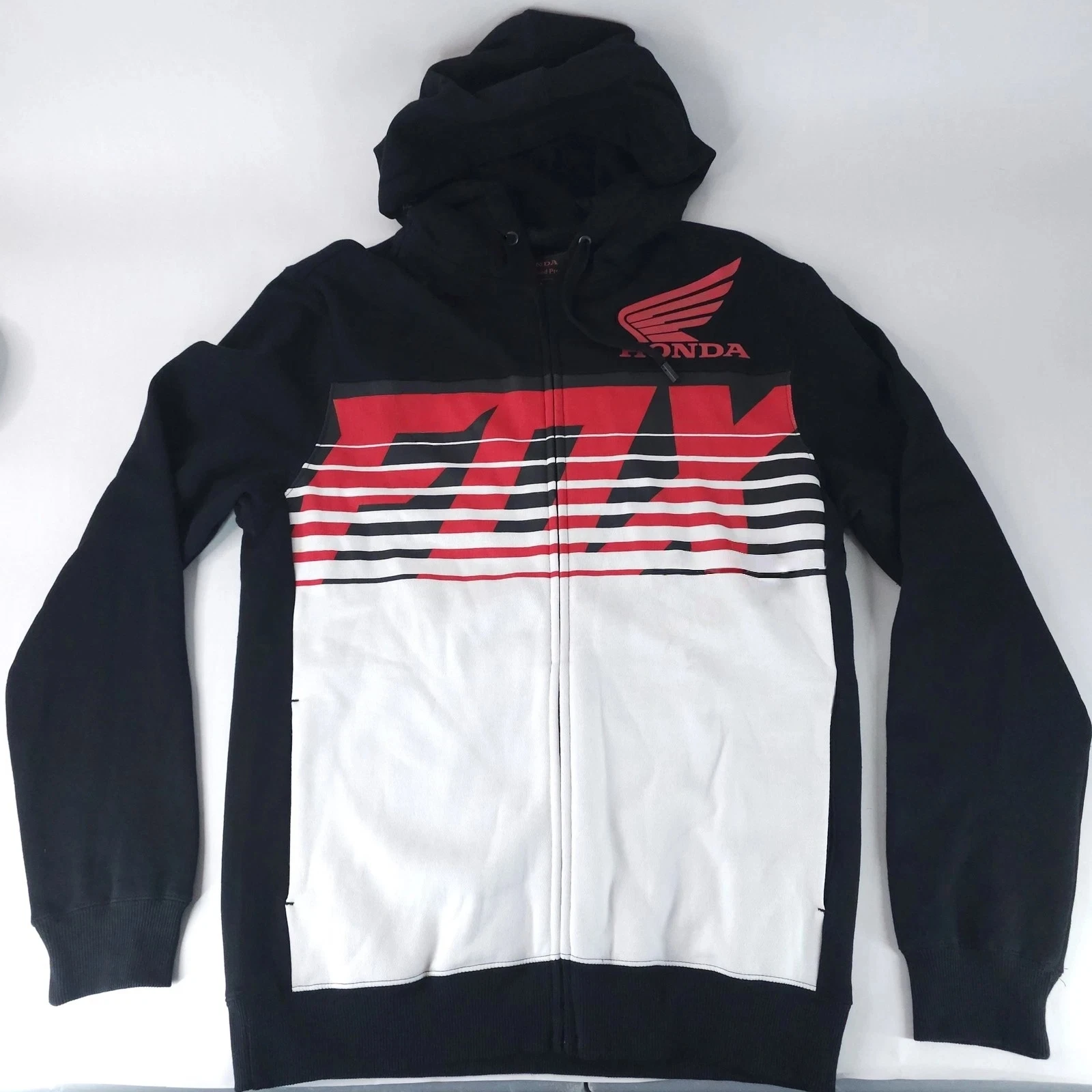 HONDA Wing Logo هوديي الخريف والشتاء للجنسين ملابس الشارع نسخة عادية جيب أمامي الرباط هود رمادي السترة #3