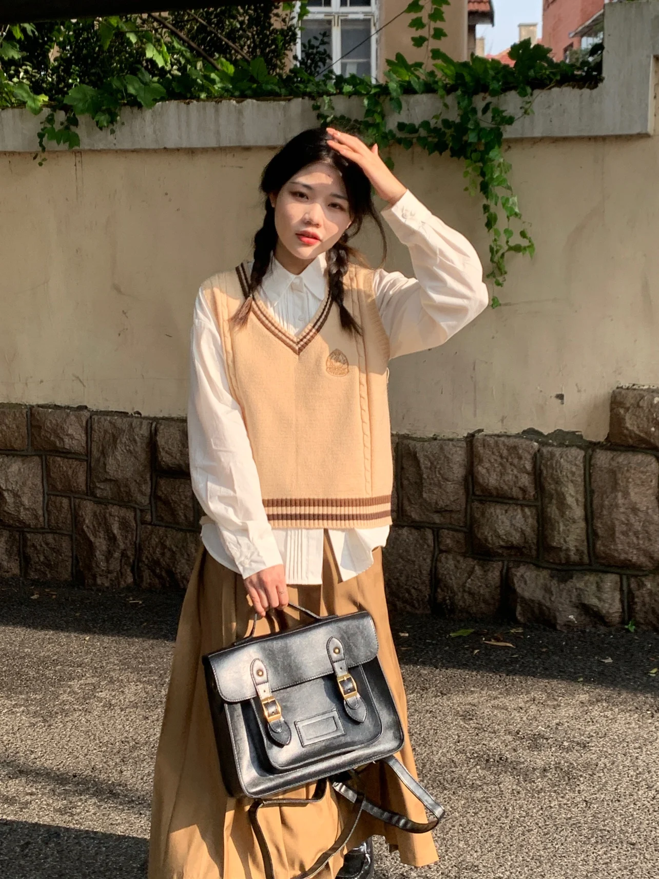 

Basic White Shirt Loose Long Sleeve Accordion Pleat Autumn Versatile Japanese College Style Women's Fashion Cotton ...