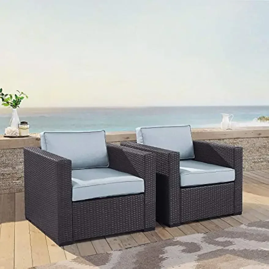 

KO70103BR-MI Biscayne 2 Piece Outdoor Wicker Conversation Set with Mist Cushions, Brown