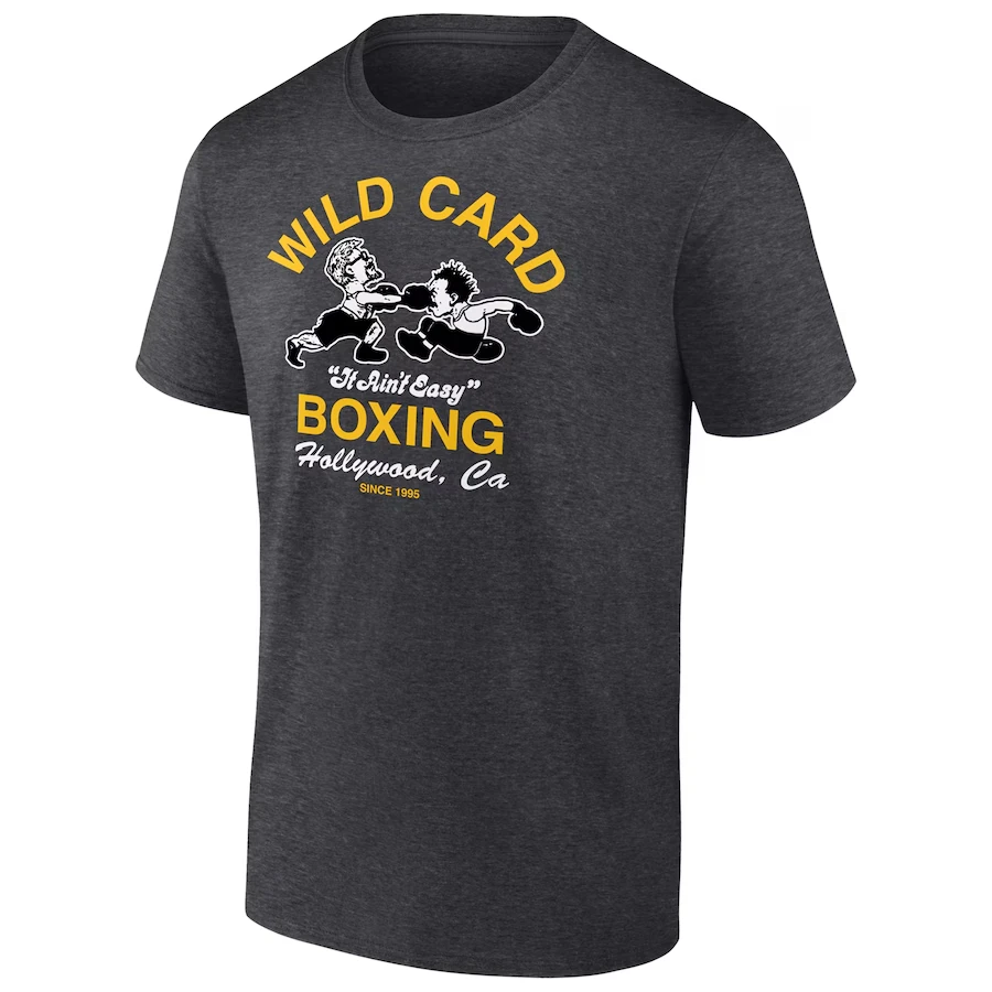 

Men's Charcoal Wild Card Boxing It Ain't Easy T-Shirt Simple Fashionable Loose Breathable Suitable For Daily Leisure Sports