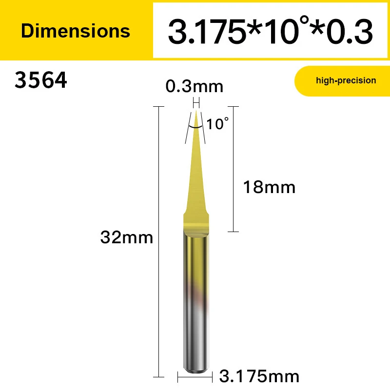 BB Flat Bottom Engraving Bits CNC Carving Tungsten Carbide Router PCB integral steel 3D Milling Cutter 3.175 10 15 20 Degree