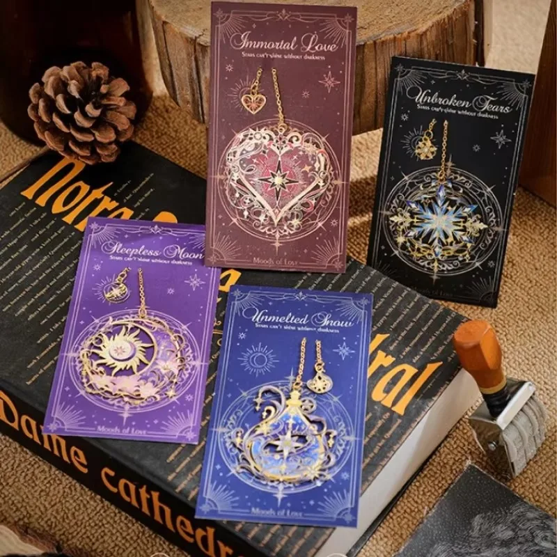 1/4pcs Vintage Art Metal Bookmark Gold Chain Ideal Gift for Literature Lovers Writers Teachers Classroom Office Decoration