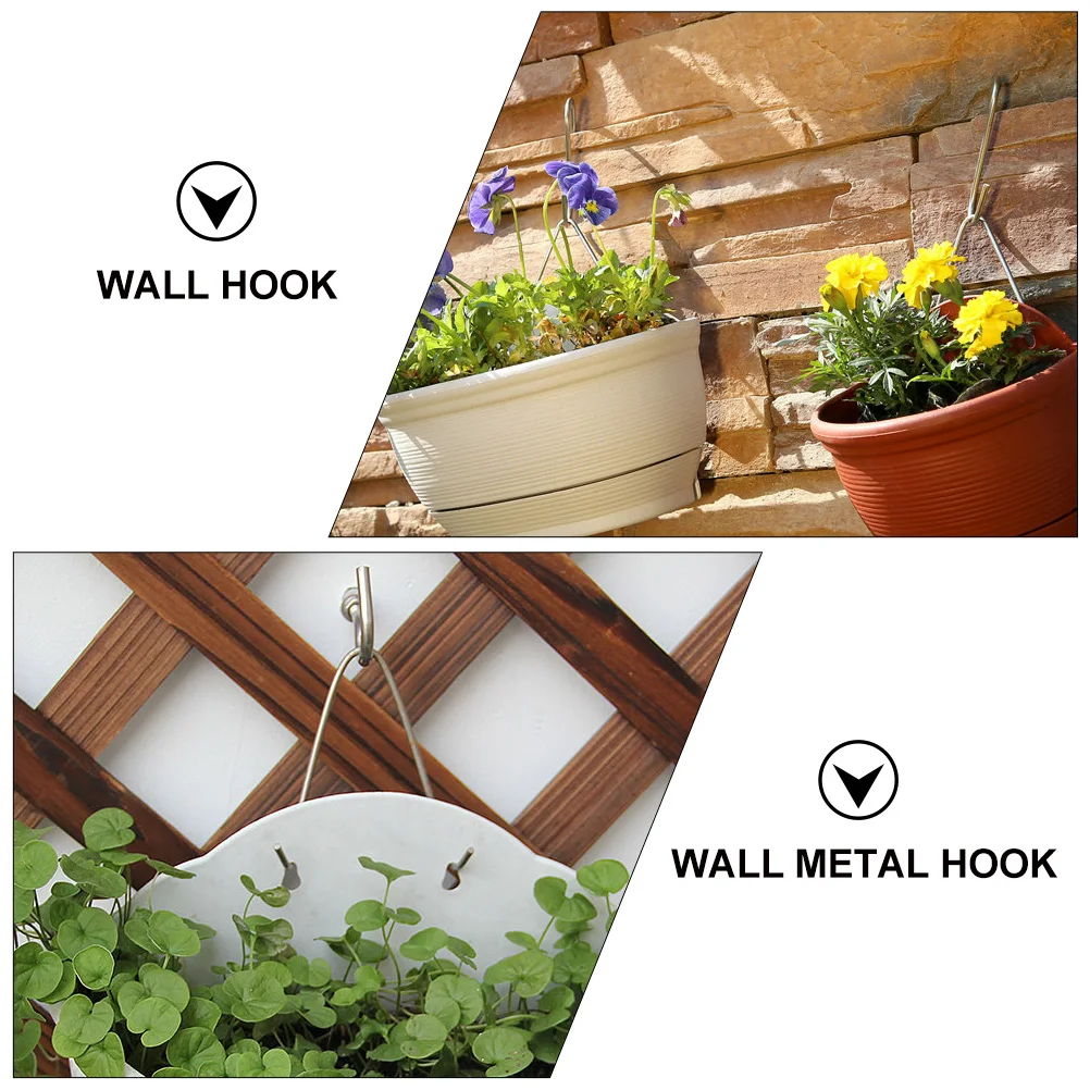 

10 Pcs Wall-Mounted Flower Pot Hook Hanging Flowerpot Triangular Hooks Stainless Steel