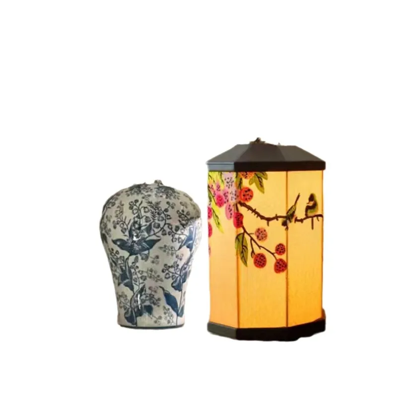 Charging desk lamp Embroidery touch ambient lamp Bedroom bedside portable lamp