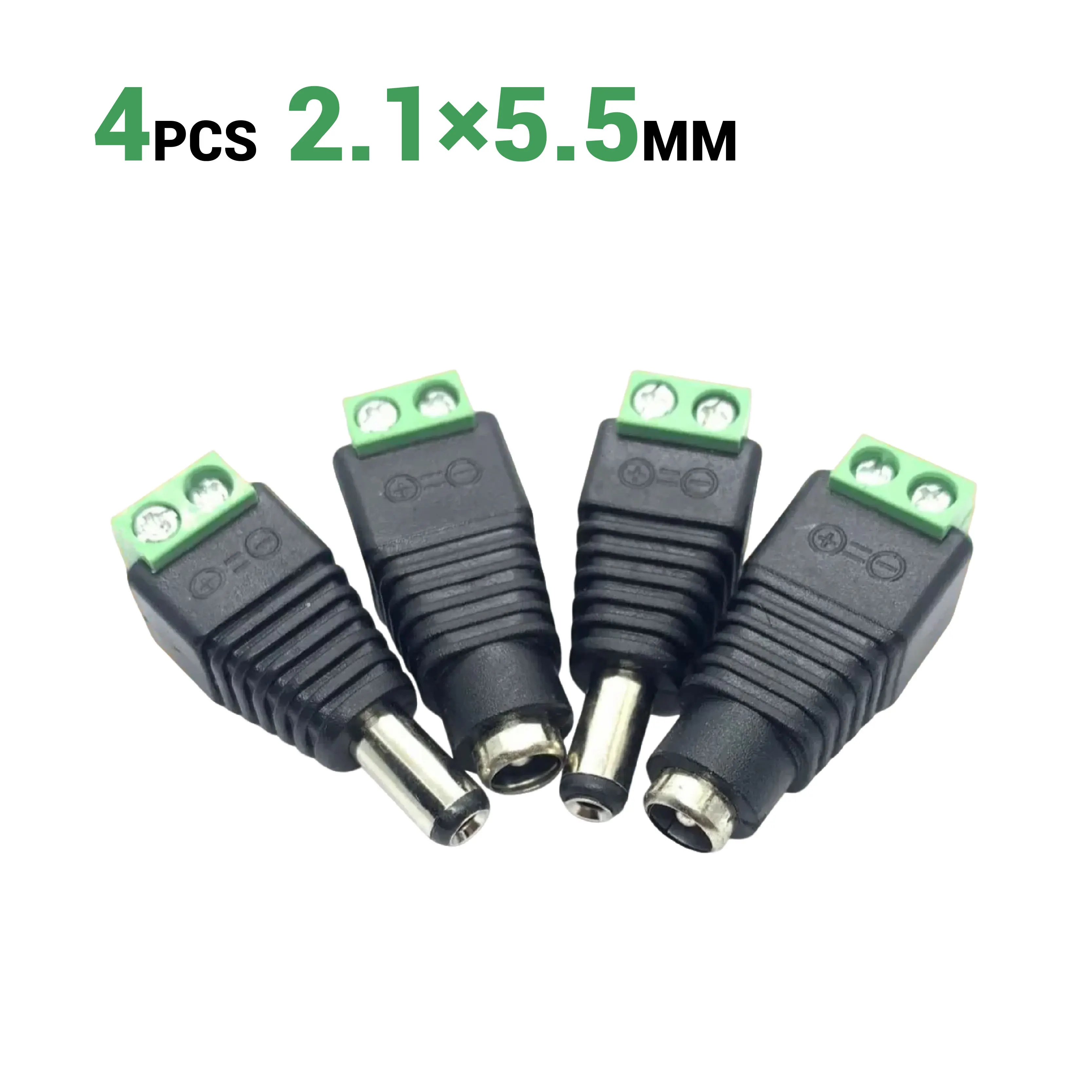 4/10 Stück 5,5 mm x 2,1/2,5 mm weiblich männlich DC-Netzstecker 12 V Adapter für einfarbige LED-Streifen und CCTV-Kameras