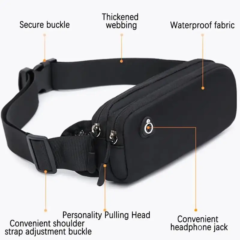 Oxford-Gewebe Leichte und Elastische Hüfttasche Doppelreißverschluss Anti-Diebstahl-Design Unisex Verstellbare Größe für alle Wanderrucksäcke – Detail 1