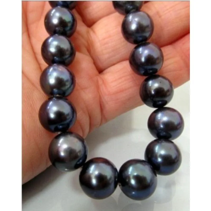 

AAA 10-9 MM TAHITIAN BLACK PEARL WOMEN'S NECKLACE 18 INCH 14K GOLD CLASP