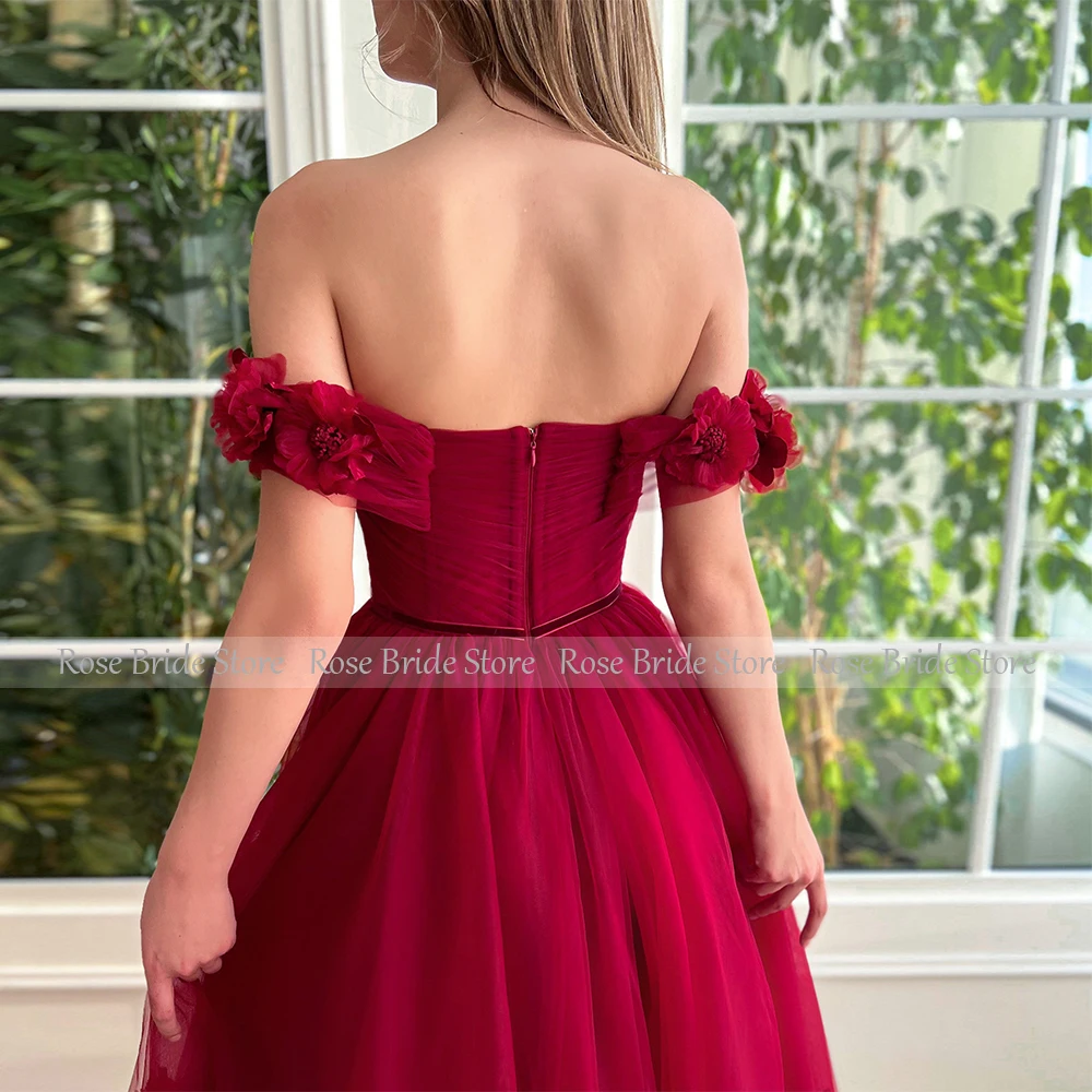 Furtanseo – robe de bal bordeaux ligne a, élégante robe de soirée à fleurs 3D, longueur au sol, grande taille