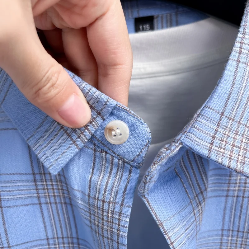 Luxurious Men's 100% Cotton Summer Short-Sleeved Shirt Checkered Animal Embroidery Hot T-Shirt Simple Casual Breathable Men Wear
