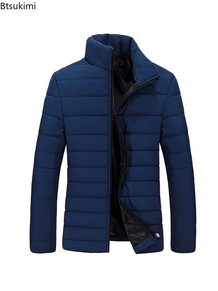 Winter Men's Lightweight Parka Jackets Fashion Stand Collar Zipper Slim Warm Waterproof Jackets Men Work Outdoor Windbreak Coats