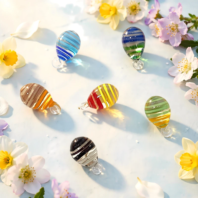 Colorful Easter Egg Glass Bead Pendant Mini Cute Dopamine Style Charm DIY Craft Jewelry Making Accessories for Handmade Lovers