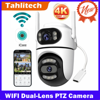 8MP 4K HD Wifi PTZ Camera iCsee APP Dual Lens Dual Screens Video Surveillance IP Camera Ai Tracking Outdoor Home Security CCTV