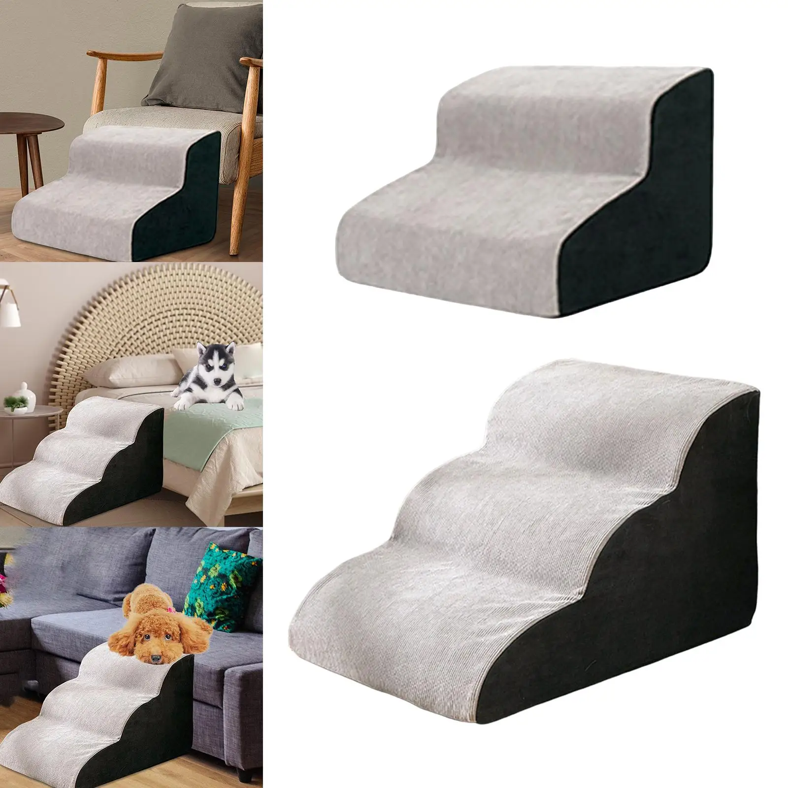 Soft Pet Dog Stairs Ladder Ramp Non Slip Puppy Removable Climbing Stairs Step Sofa Indoor Bed