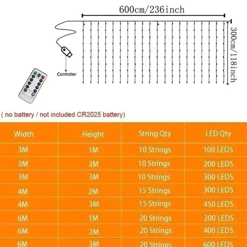 Girlanda LED na zasłonę na oknie Łańcuchy świetlne USB 2025 Dekoracje świąteczne Dekoracje noworoczne Dekoracje do domu Dekoracje na choinkę