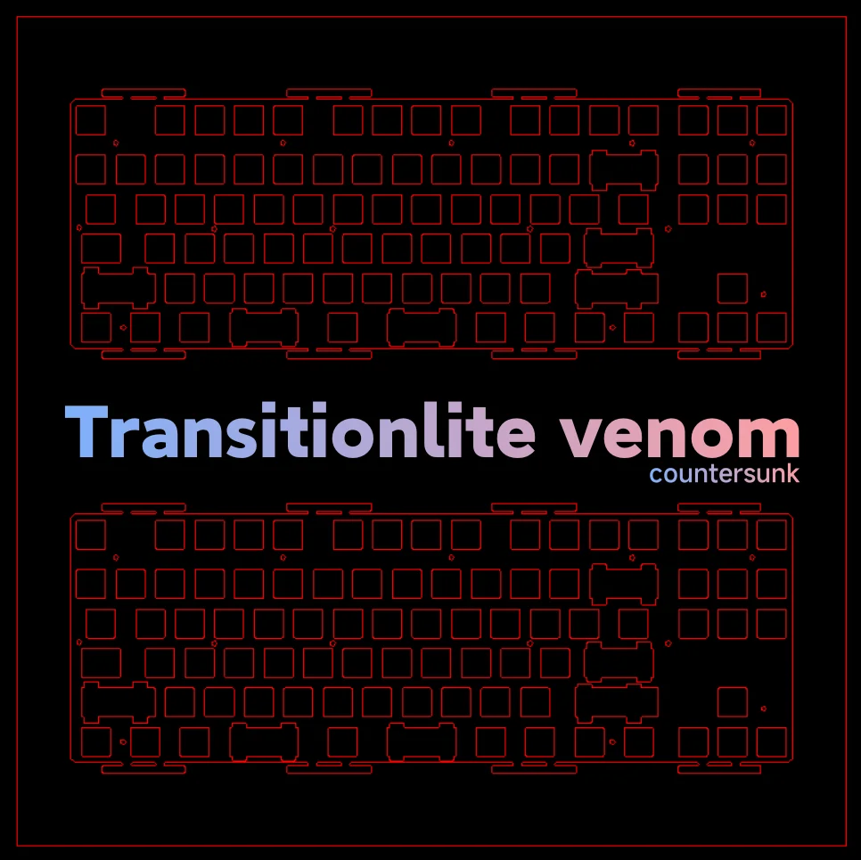 Transition lite venom keyboard mod PP PC POM FR4 CF Brass Plate ( for pcb-mount stabs)