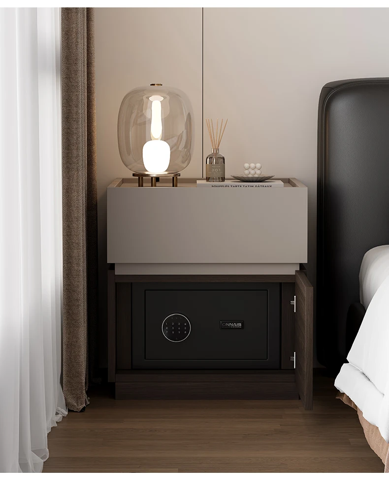 minimalist bedsidetable, safe, integrated with row locker, light luxury, high-end password lock, bedside cabinet