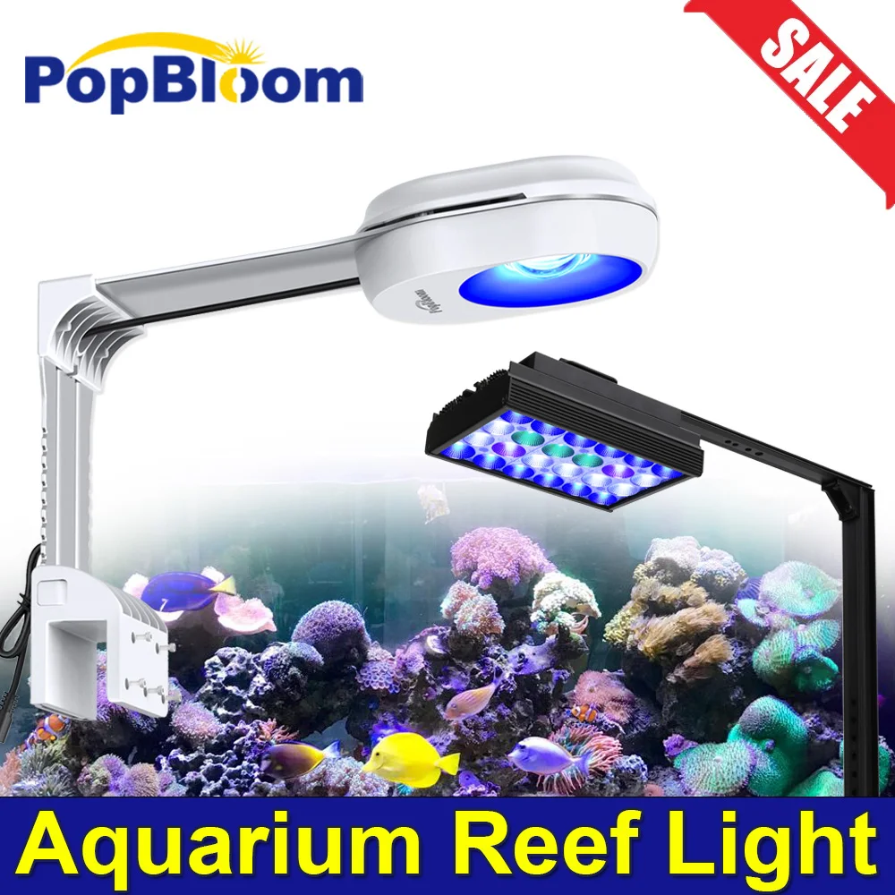 

PopBloom-Aquarium Reef Light, Marine LED Aquarium Lamp for Seawater Coral Reef LPS/SPS Marine Fish Nano Tank,Include Mount