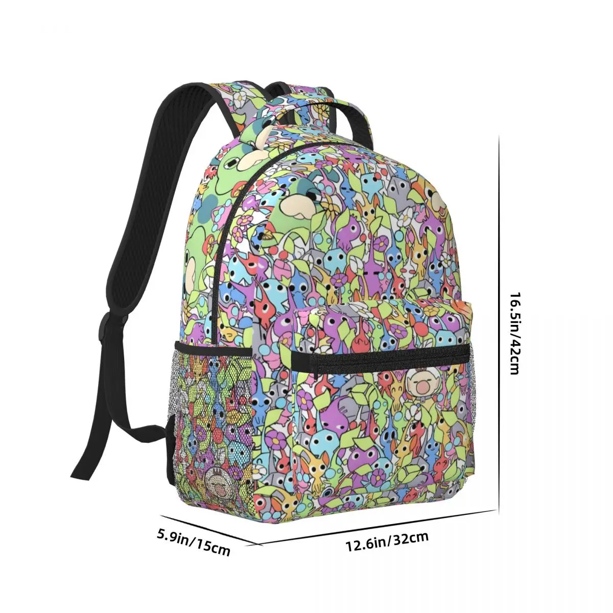 Pikmin Printed Lightweight Casual Schoolbag For School, Outdoor, Shopping, Office 17in