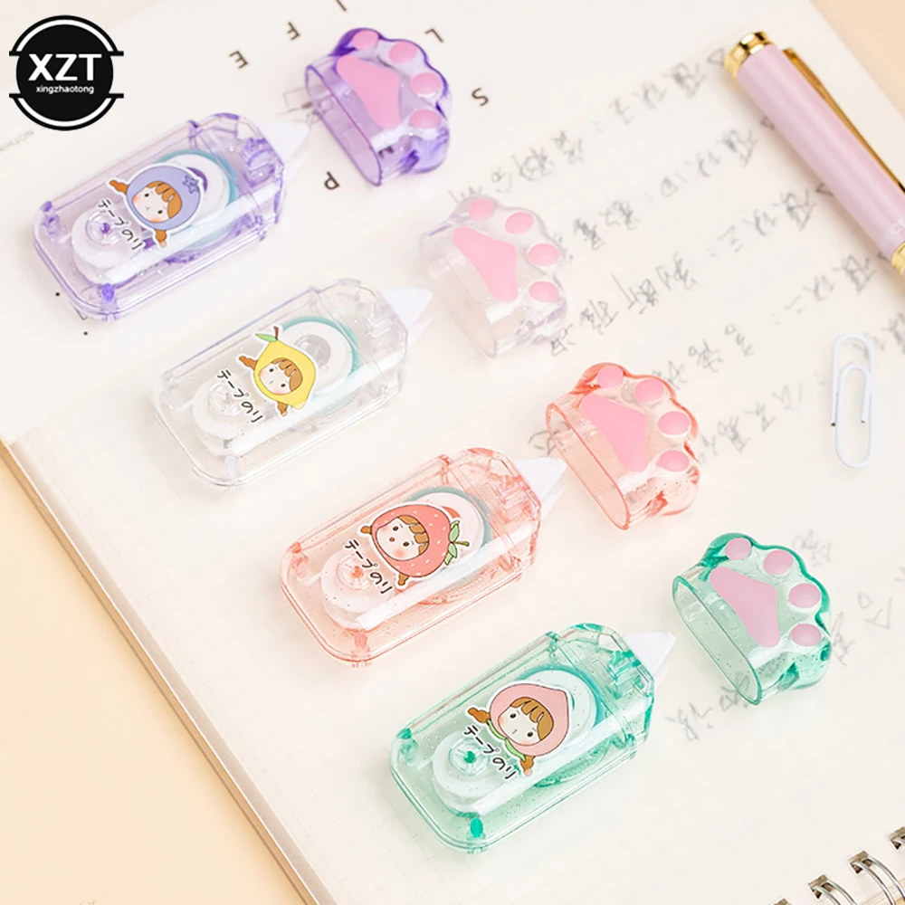 1 Piece Random Color Cute cat claw Color Double Sided Adhesive Roller Glue Tape for Scrapbooking Card Making Crafts DIY Journal