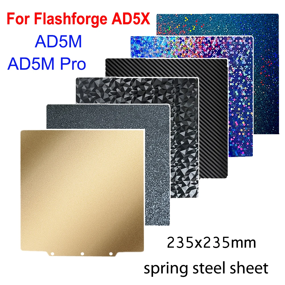 For Flashforge Adventurer 5X AD5M Build Plate 235x235mm PEO PET PEI Spring Steel Sheet for Adventurer 5M Pro 3D Printer Heat Bed