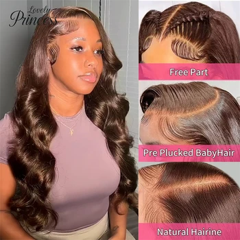 30 Inch Chocolate Brown Body Wave Lace Front Wig Transparent 13x6 HD Lace Frontal Wigs 13x4 Preplucked Colored Human Hair4x4 5x5 - Image 4