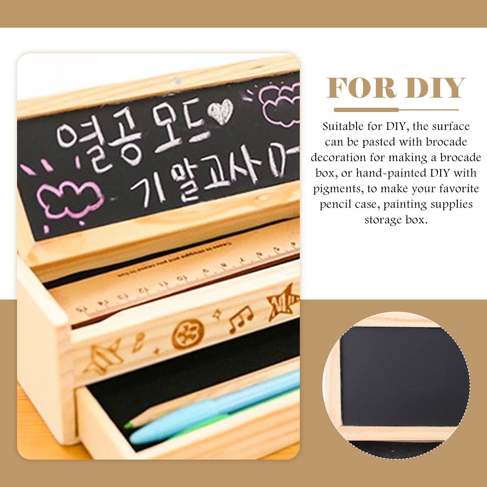 

1 set 1 Set Wooden Stationery Box Double Layer Case Office School Storage Container For Pencil Pen Eraser Wood Pen Holder Box