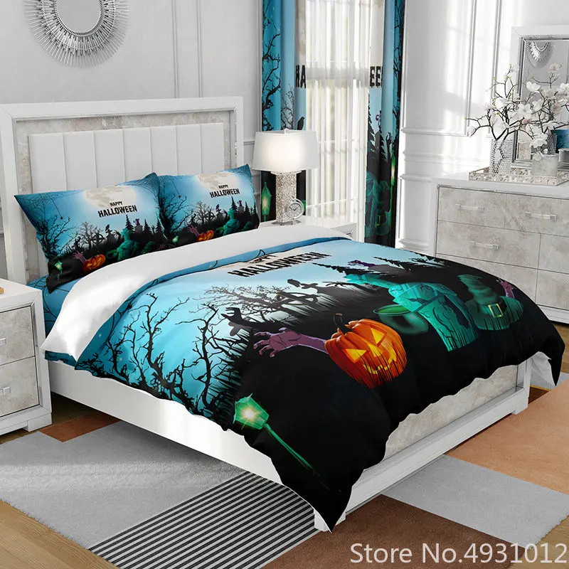 3D Printing Quilt Cover Set 3pcs Halloween Pumpkin Cartoon Bedding Set Duvet Cover Comforter Bed Cover Home Textiles