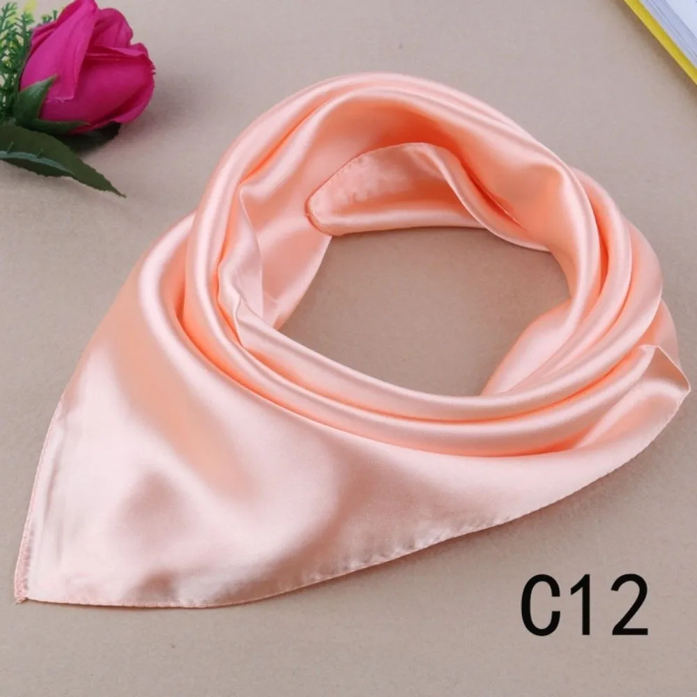 Fashion 60*60cm Silk Scarf Imitation Silk Elegant Neckerchief Solid Color Neck Wrap Women