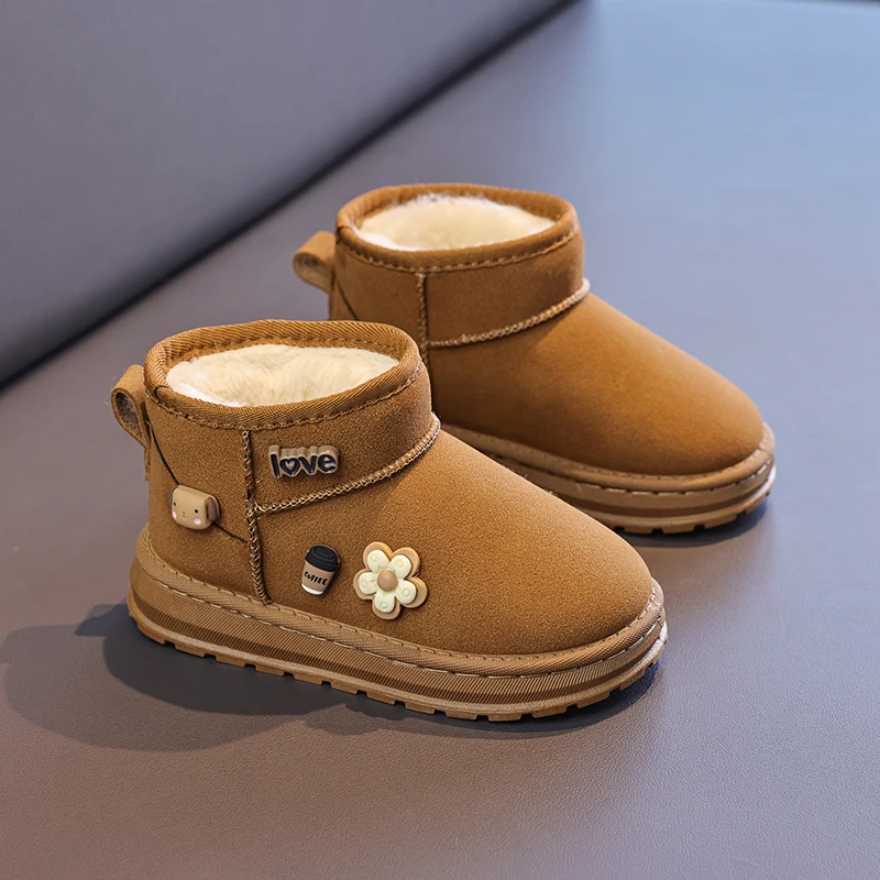 

Children Snow Boots Winter Warm Plush Ankle Boots for Kids Anti-slippery Waterproof Suede Boot Boys Girls Slip Ons Cotton Shoes