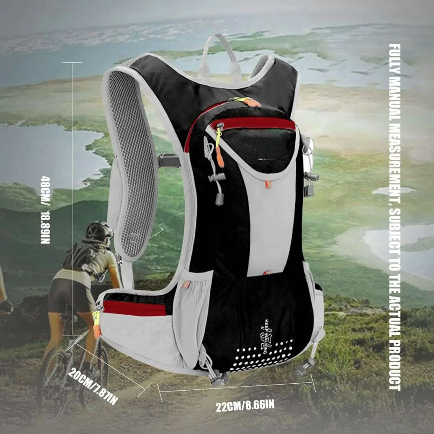 Sac à dos de cyclisme léger-sac à dos de vélo durable pour l'équitation-sac à dos de vélo compact avec sac d'eau d'hydratation pour l'extérieur S