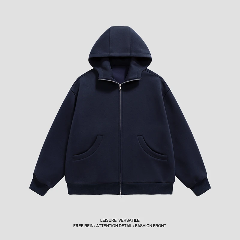 

Негабаритная куртка на молнии с капюшоном. Универсальная для отдыха, идеально подходит для ежедневных весов, кофейных и повседневных весов, с функциональными карманами.