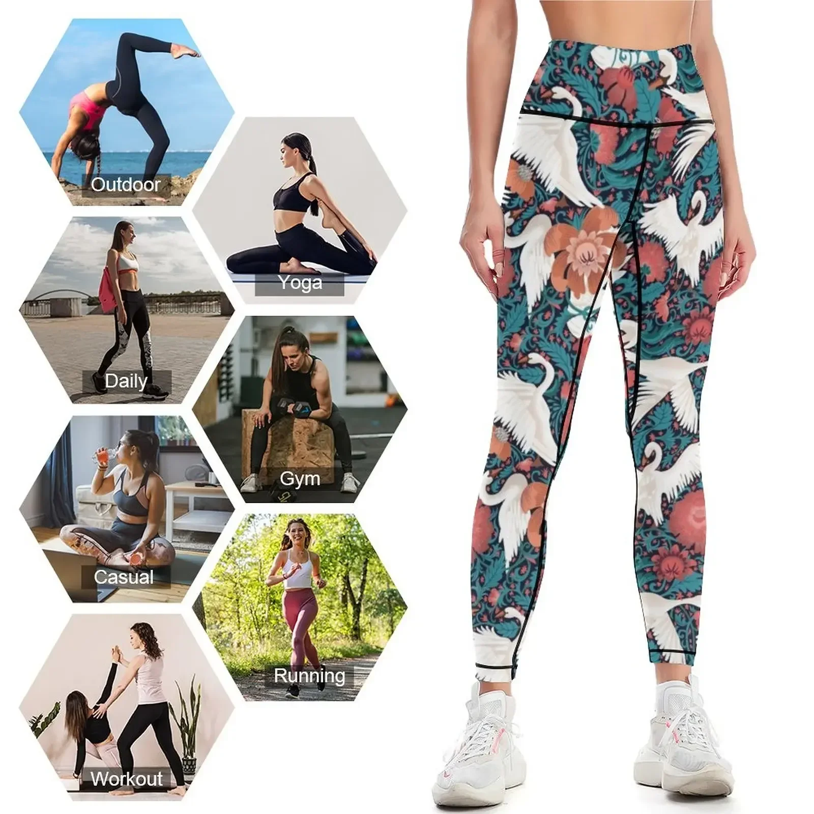 Woodland Swans Leggings legging push up active wear sports for gym Women's fitness Womens Leggings 4