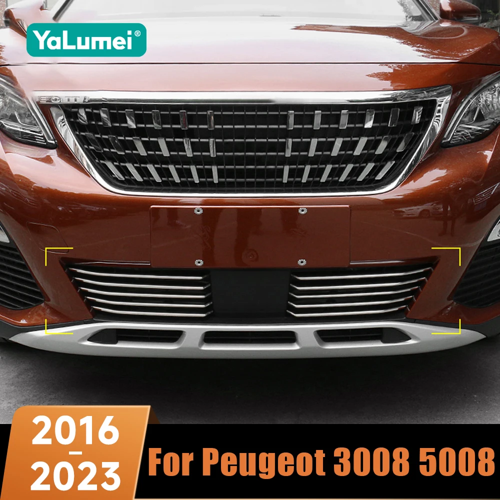 

Передний нижний бампер автомобиля, решетка, сетчатая декоративная полоса для Peugeot 3008 5008 GT 2016 2017 2018 2019 2020 2021 2022 2023