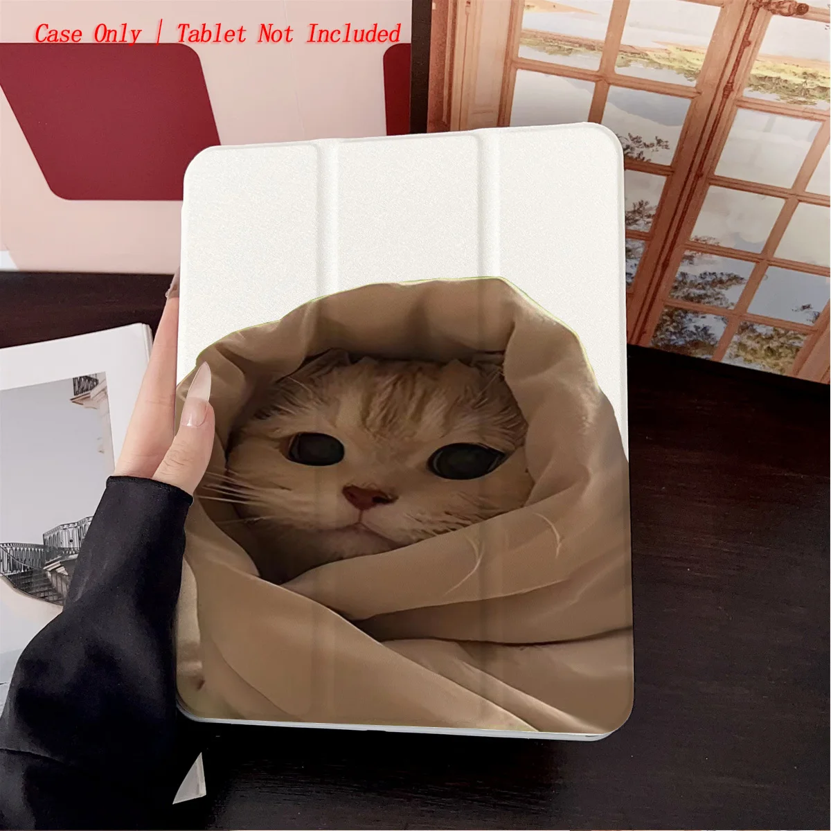 Mit Katze umwickelte iPad-Hülle mit Deckenmuster – 360° °   Drehbare, faltbare Hülle für Apple iPad Pro/Air/Mini