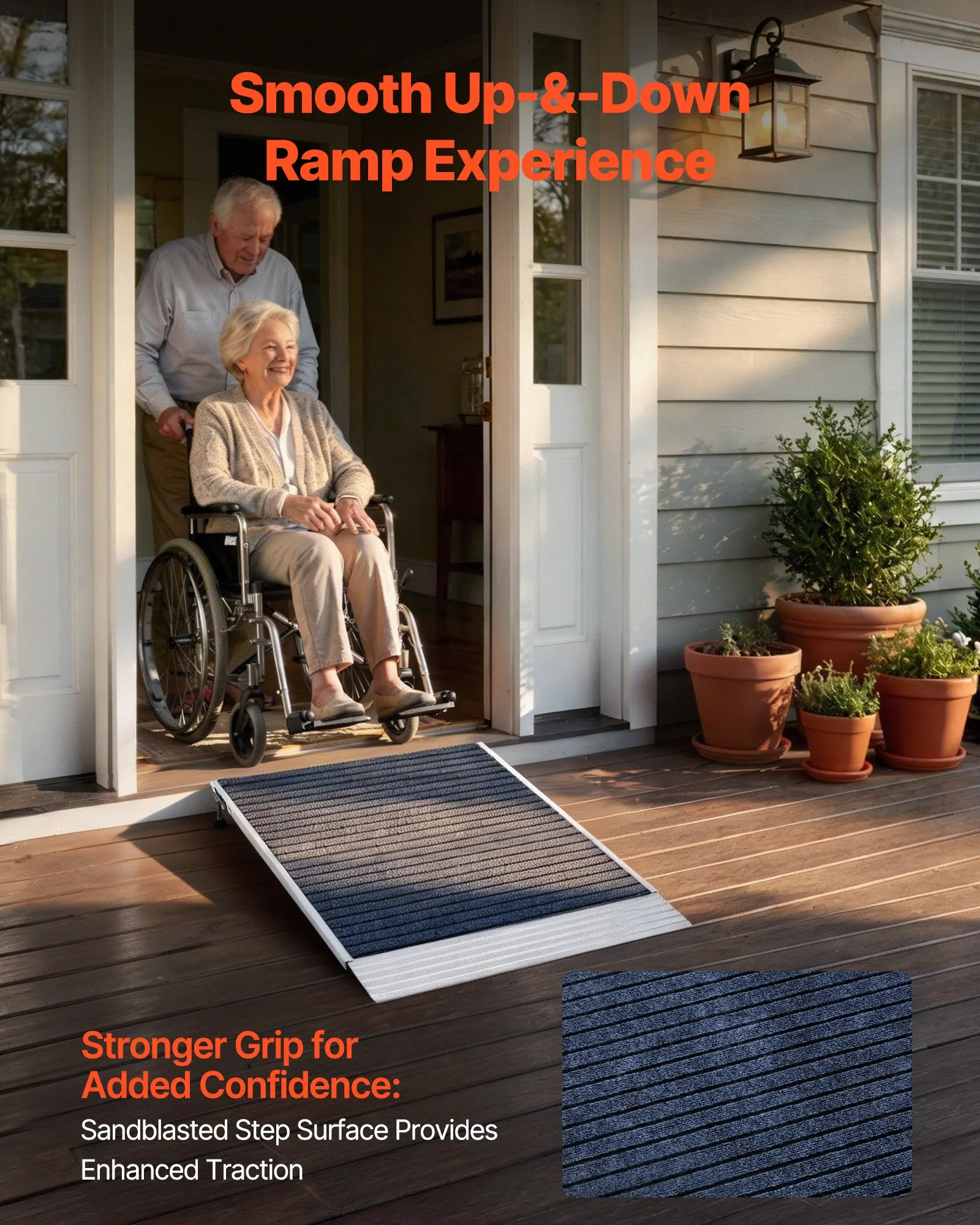 Rampe de seuil antidérapante en aluminium 915x915mm, capacité de charge de 317,5 kg, rampe d'accès réglable en hauteur pour fauteuils roulants et scooters, pour portes, marches, trottoirs, entrées